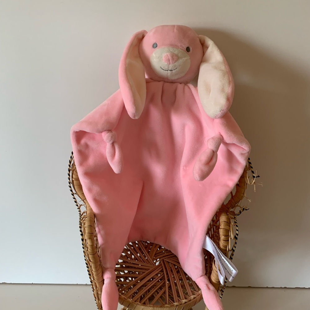 The Peanutshell Pink Plush Bunny  Rabbit Lovey Security Blanket  14” x 10”
